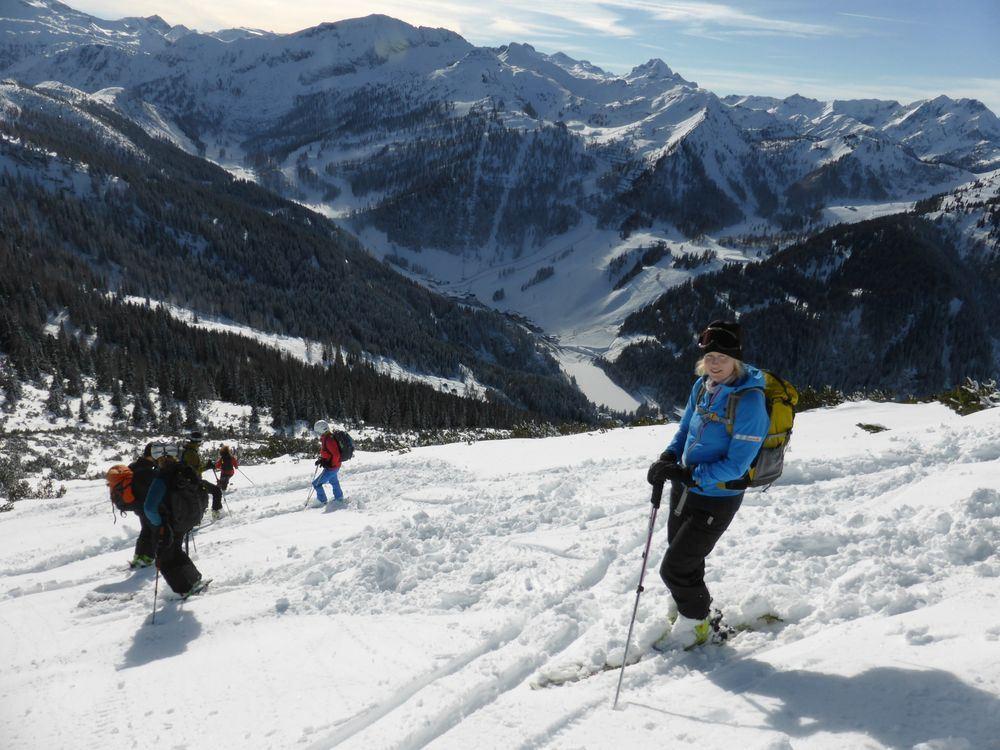 Brigitte bei der Abfahrt: