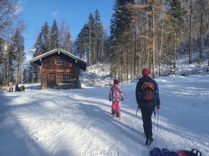 Ferienwohnung Grassau - Schlittenwandern um Grassau Jan. 2021